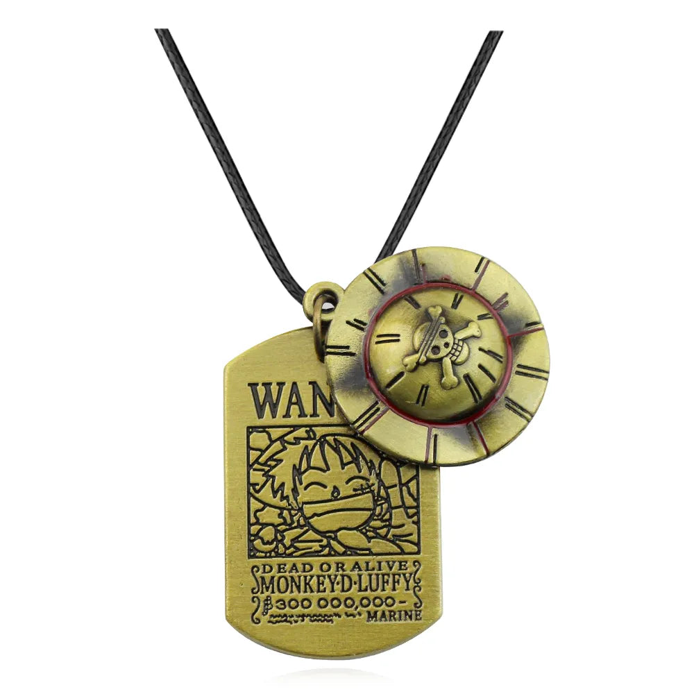 One Piece Wanted Necklace Style 16-leather