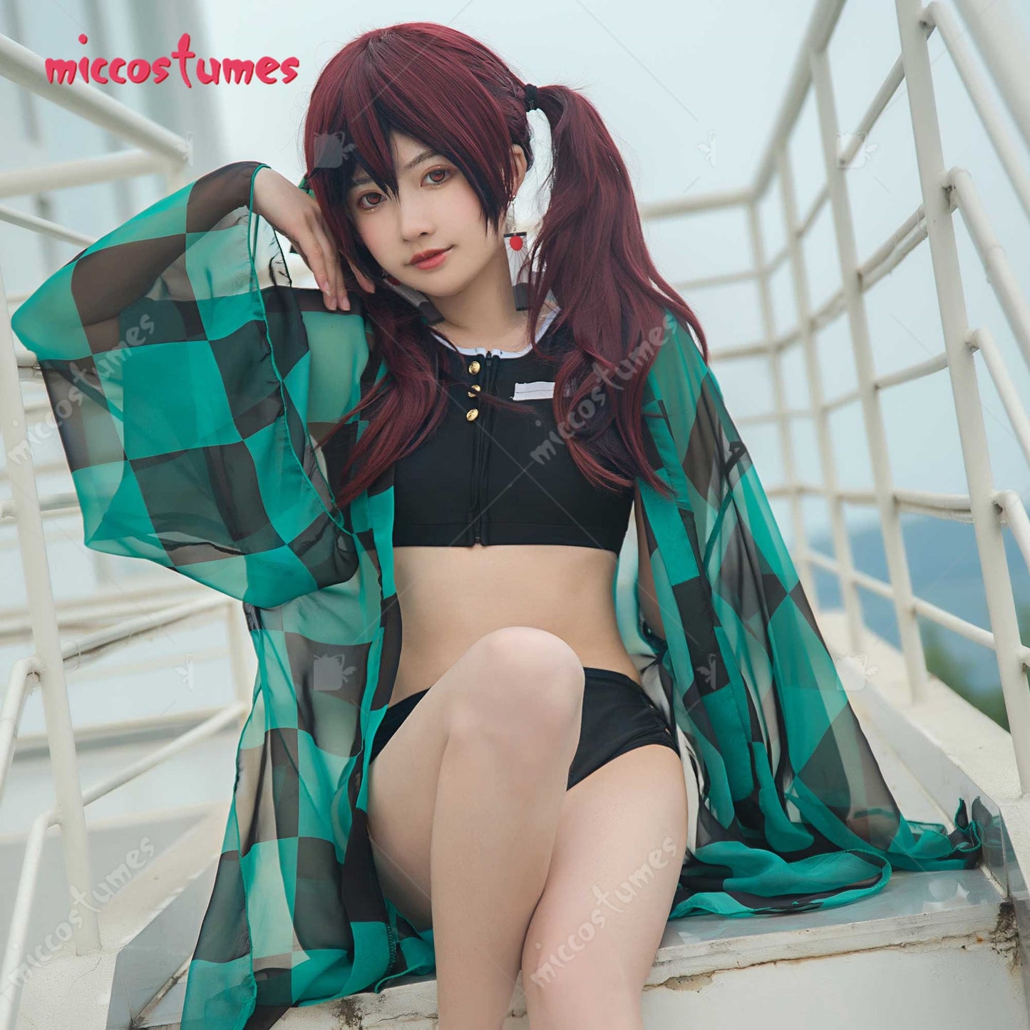 Demon Slayer Swimwear Swimsuit Green