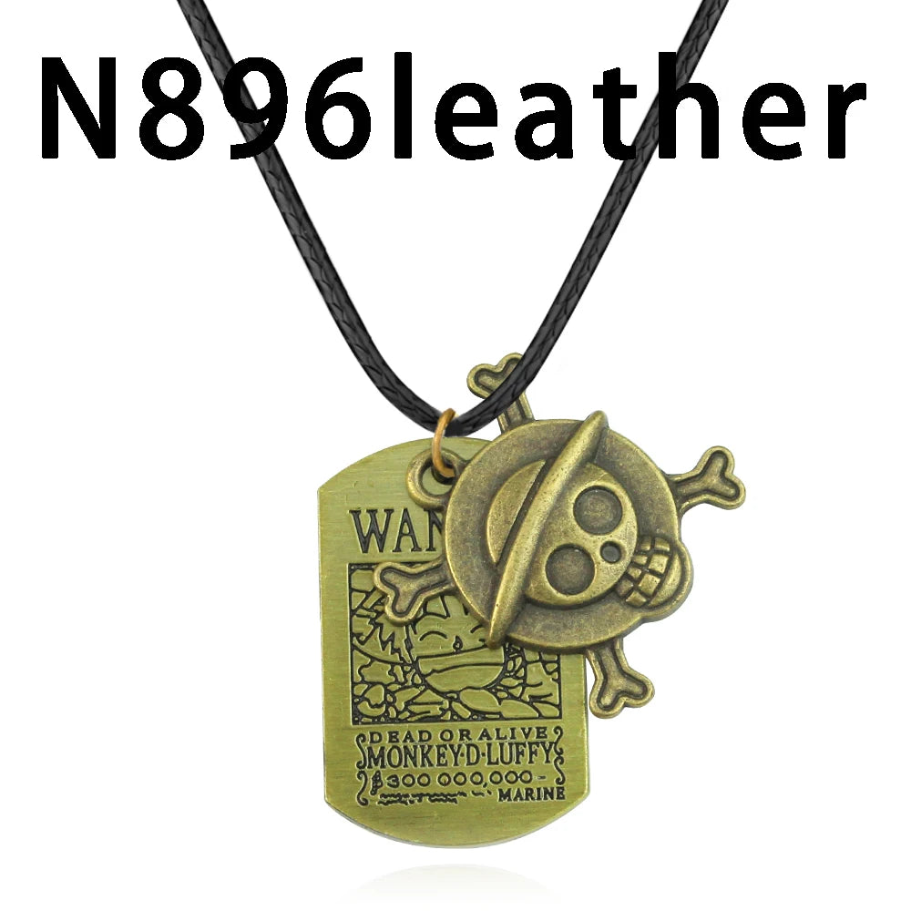 One Piece Wanted Necklace Style 22-leather