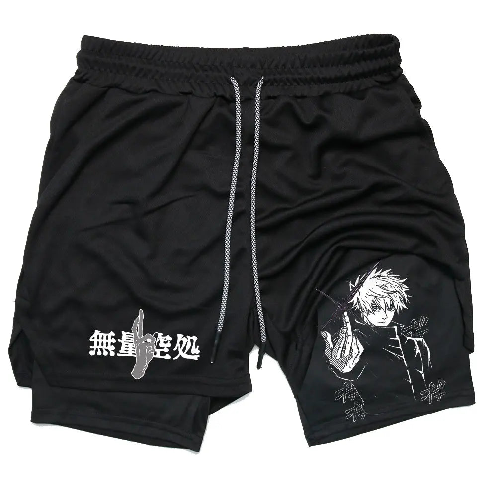 Gojo Satoru Gym Compression Shorts black