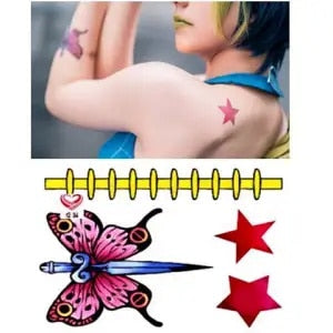 JoJo's Bizarre Adventure Star Temporary Tattoo butterfly1 one size