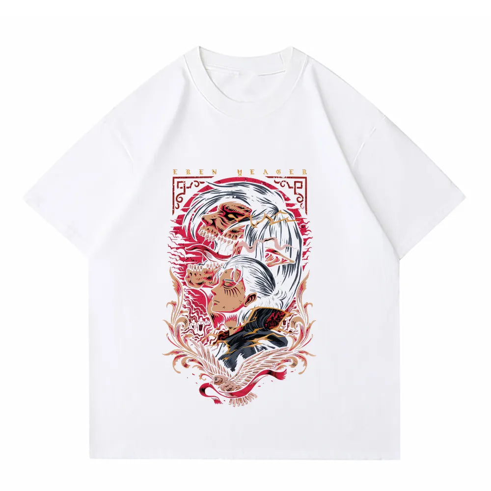 Shingeki no Kyojin Printed Anime T Shirt white