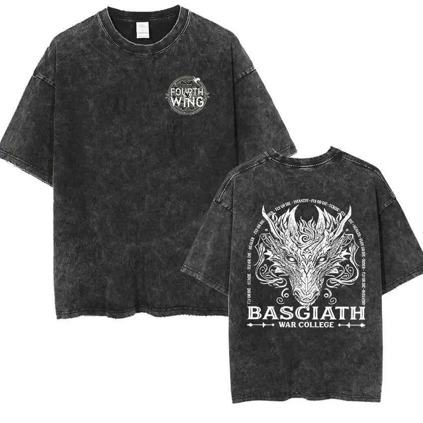 Basgiath War College Vintage Washed T Shirt Dark Grey