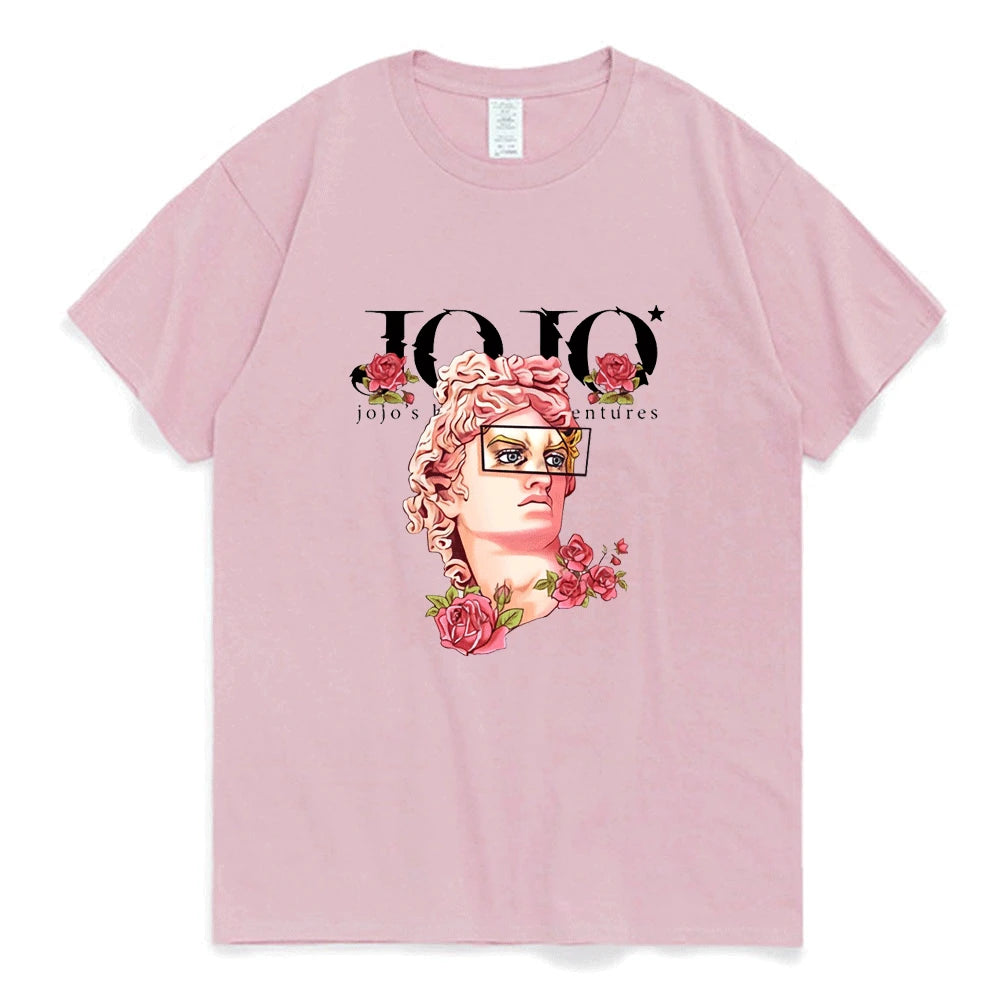 Jojo Bizarre Adventure Greek Design T Shirt Pink