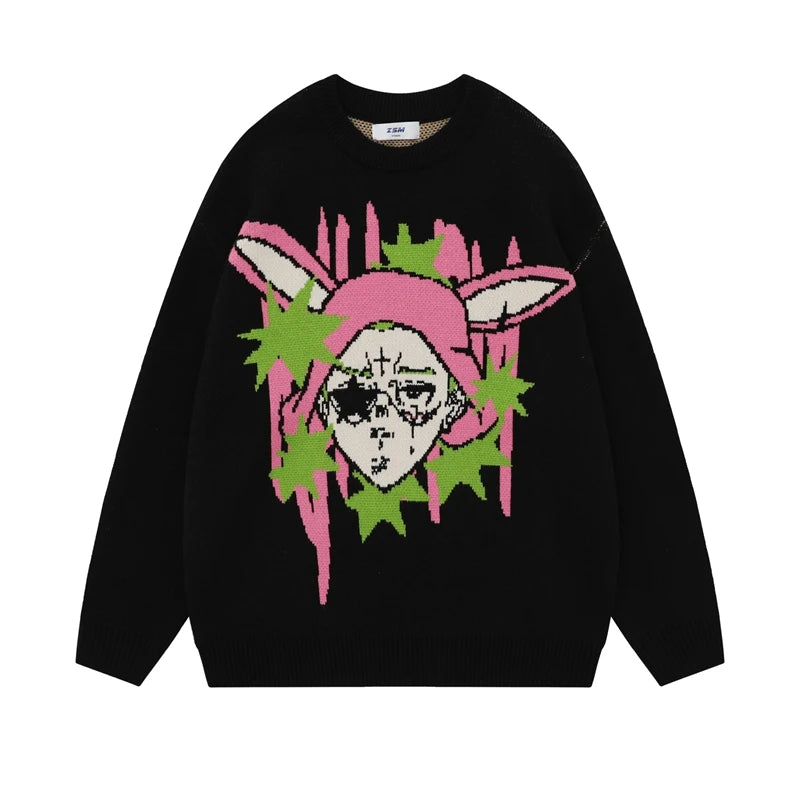 Japanese Design Pullover Sweater black 4