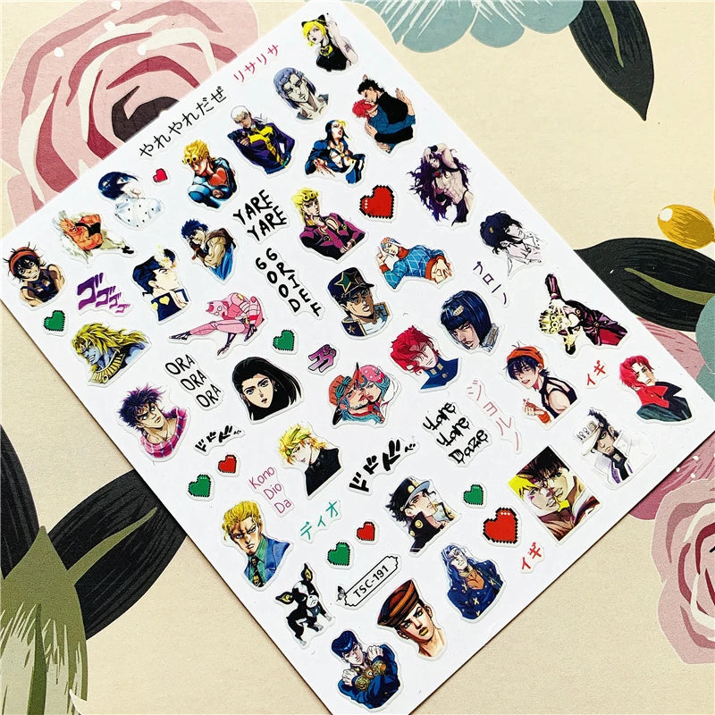 Jojo Bizarre Adventure Anime Acrylic Nails Sticker Style 6