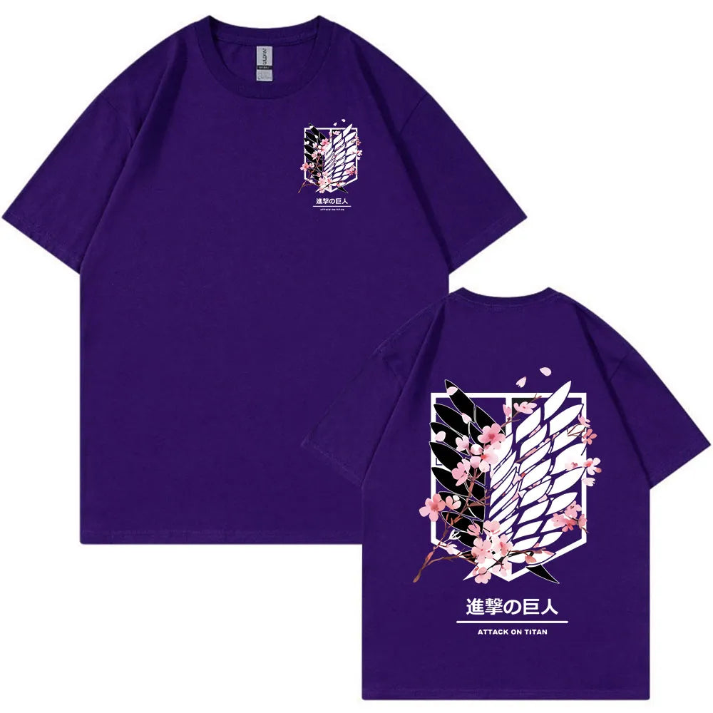 Anime Attack on Titan AOT Logo T-Shirt Purple