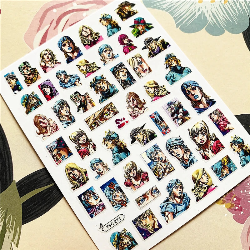 Jojo Bizarre Adventure Anime Acrylic Nails Sticker Style 1