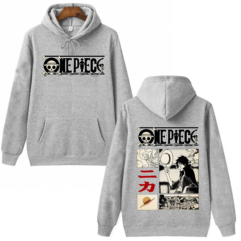 One Piece Characters Hoodie gray