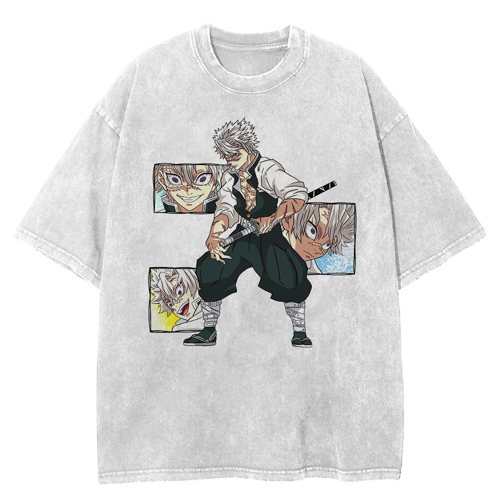 Anime OniMask katana Vintage Tshirt Style 1