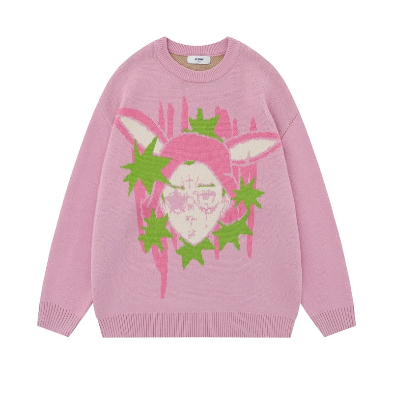 Japanese Design Pullover Sweater Pink
