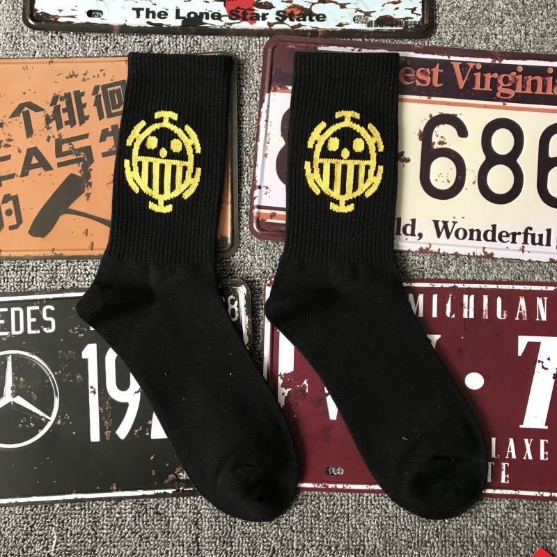 Onepiece logo breathable socks men and women Black One Size