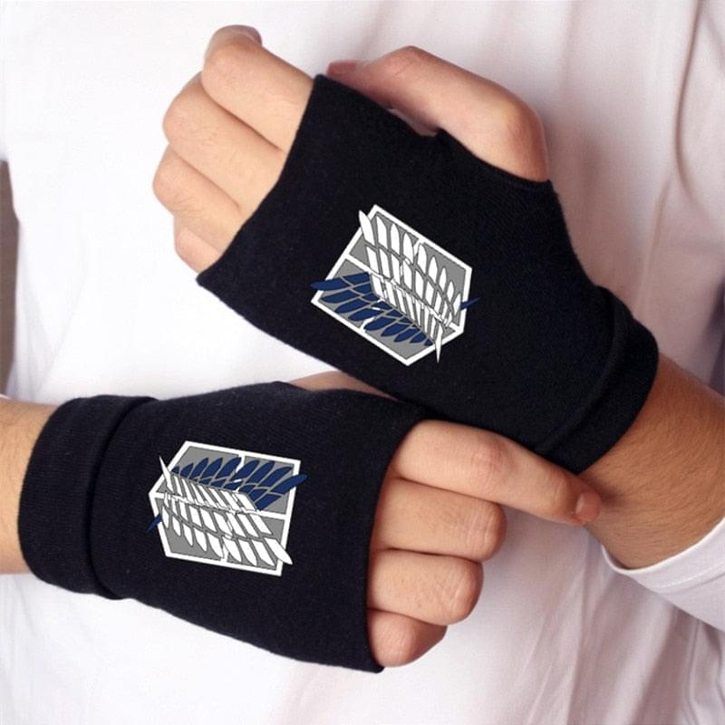 Attack on Titan Wrist Gloves BLACK&BLUE One Size