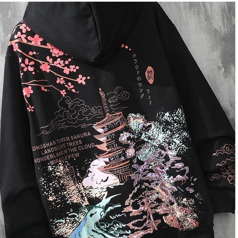 Japanese Sakura print hoodie