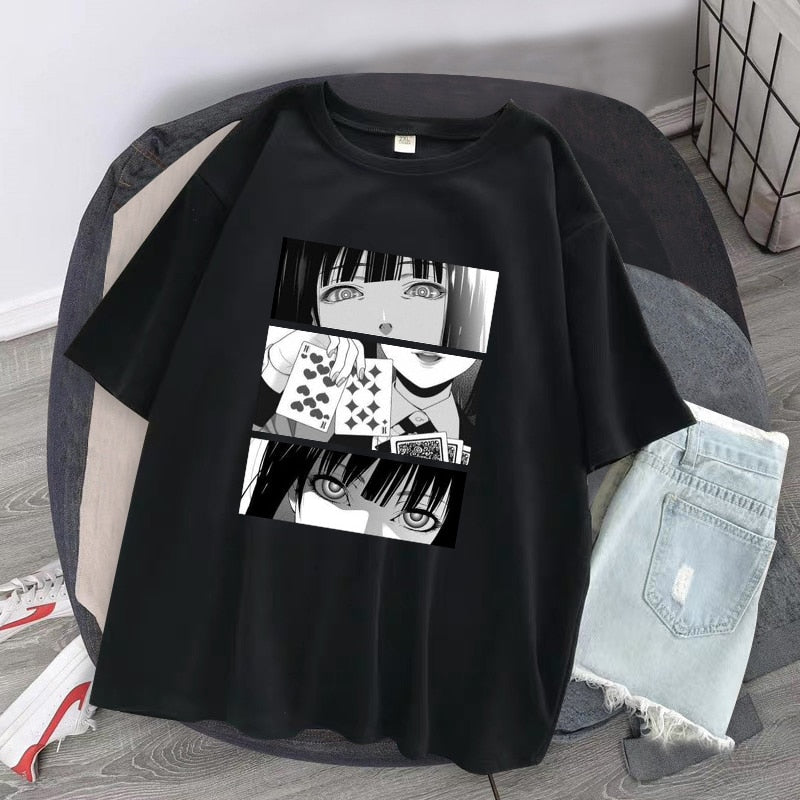 Kakegurui print T Shirt black