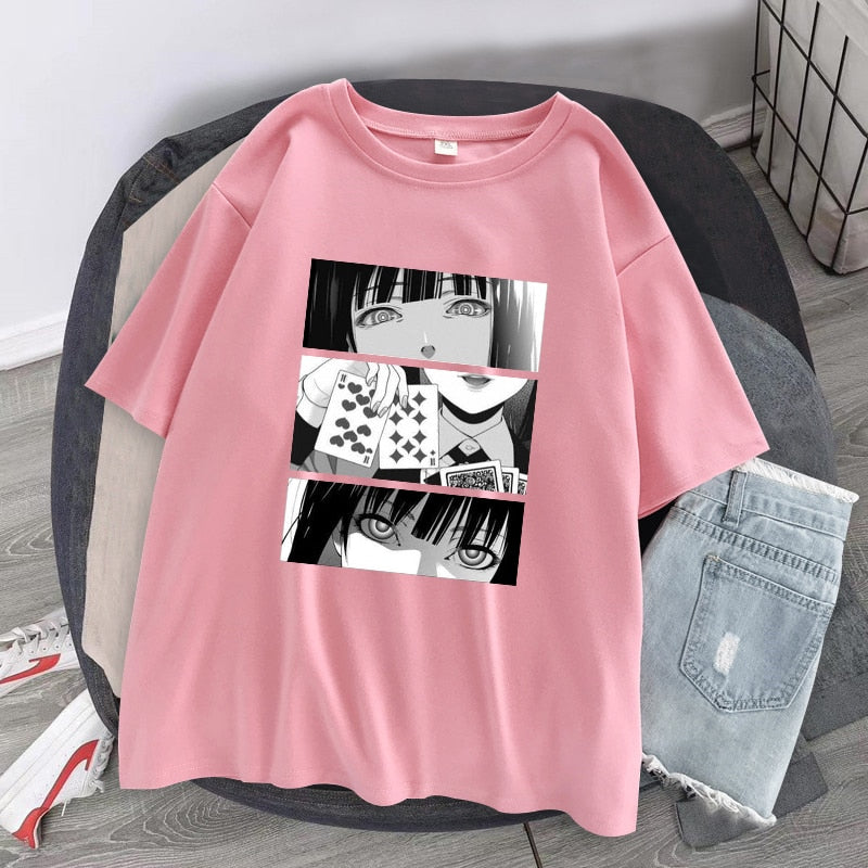 Kakegurui print T Shirt Khaki
