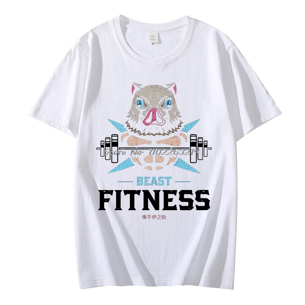 Inosuke Gym fitness Demon Slayer T-shirt White