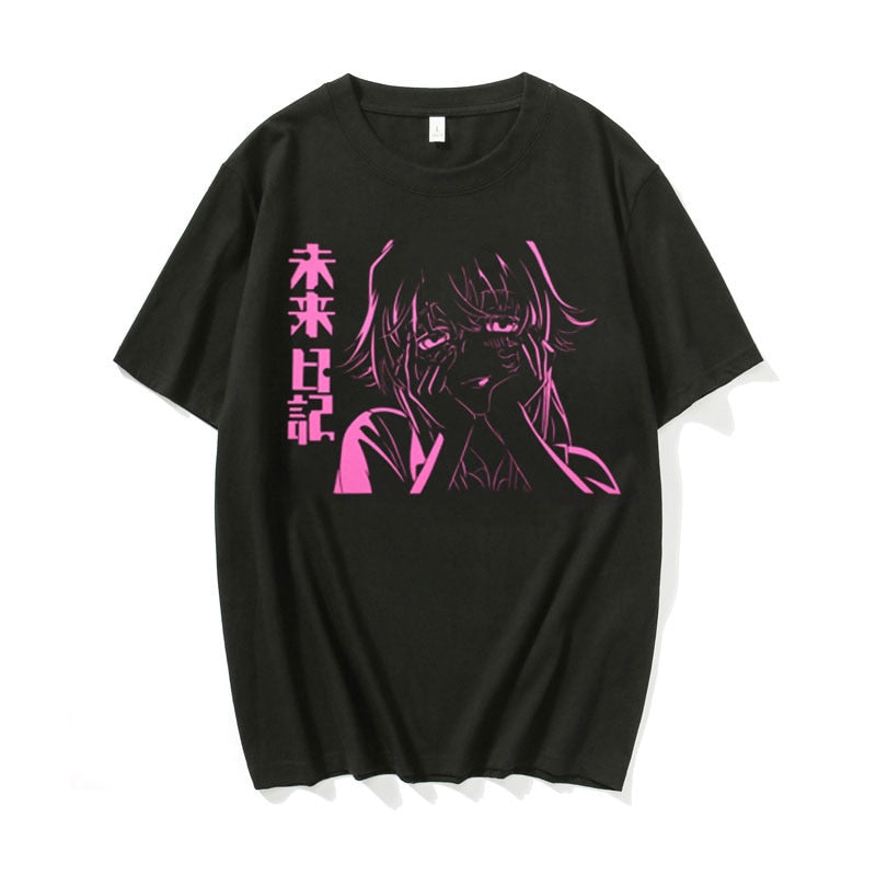 Anime Print Oversized T-shirt Black