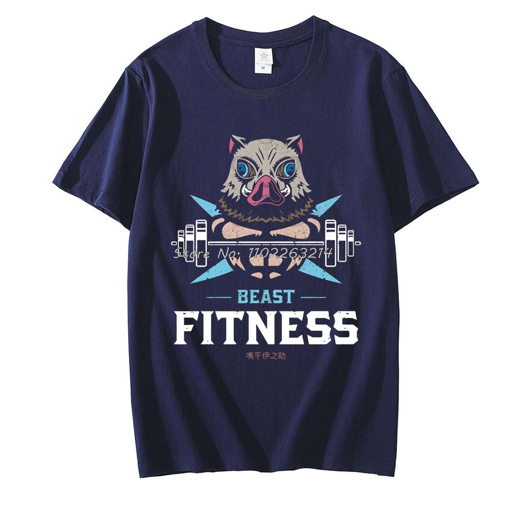 Inosuke Gym fitness Demon Slayer T-shirt Navy Blue