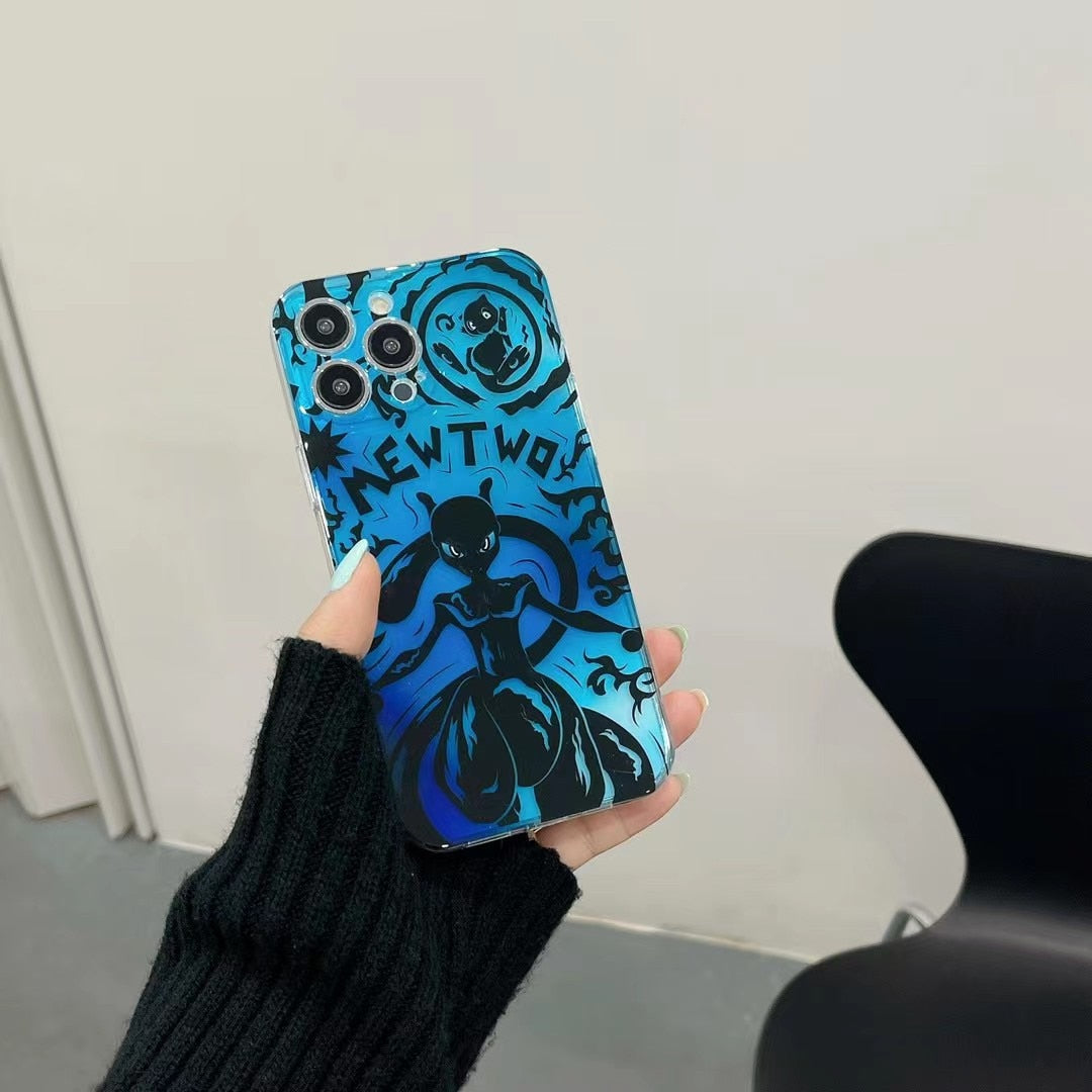 Mewtwos Laser Gradient Iphone Case Blue