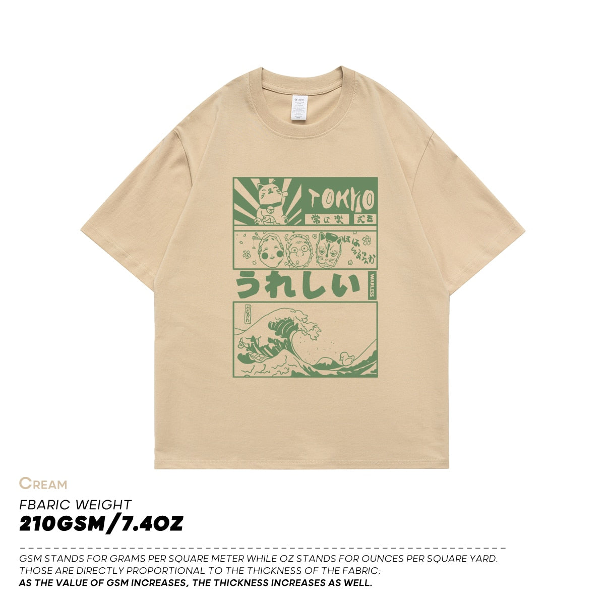 Anime Tokyo Men Tshirts Cream