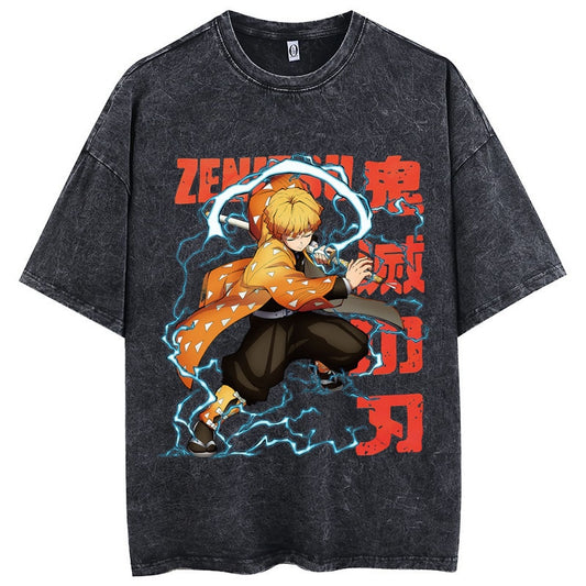 Demon Slayer Zenitsu Washed T shirt