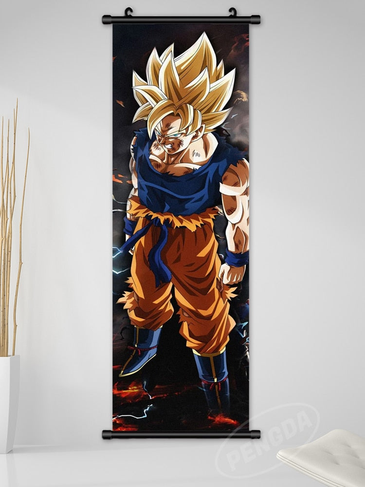 Vintage Dragon ball Z Canvas Wall Scroll Poster GOKU top SAIYAN 40” 29”