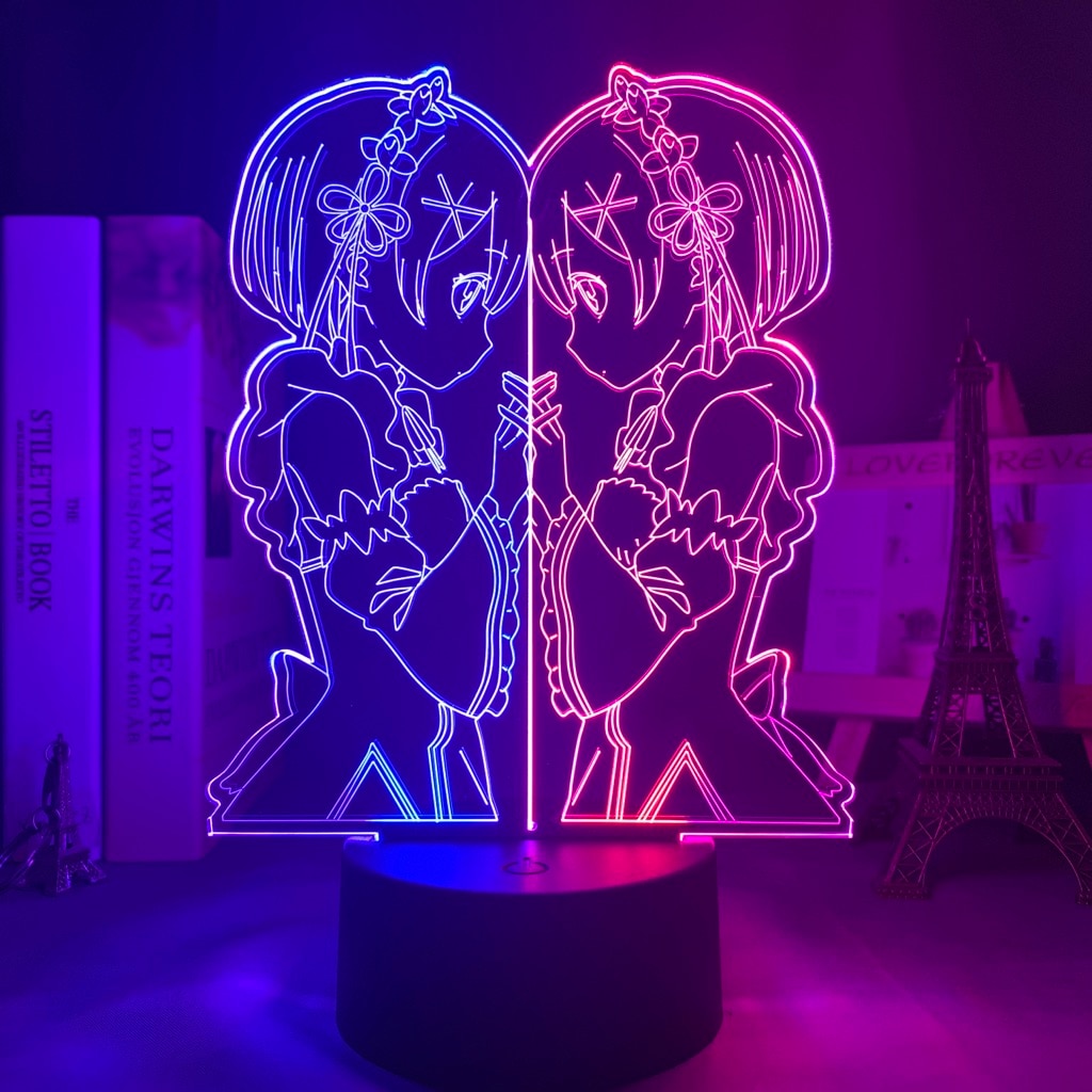 Rem and Ram From Re Zero Starting Life In Another World Night Light Lamp