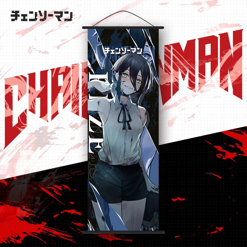 Chainsaw Man Scroll Poster 70x25cm 3.Send hook gift