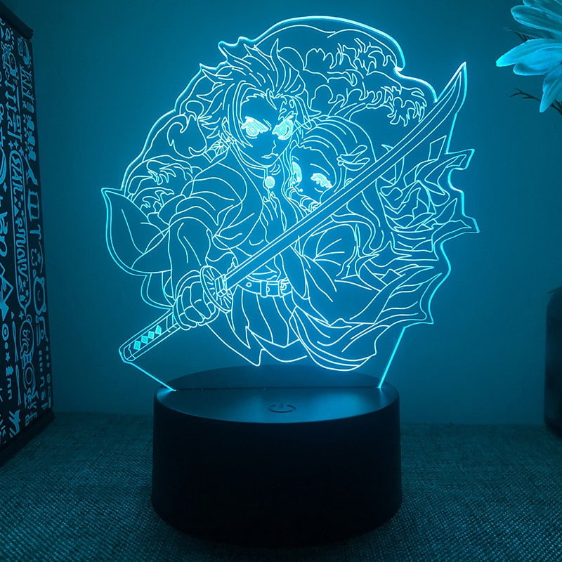 Demon Slayer Night Light Lamp Black base 7colours 07brother and sister