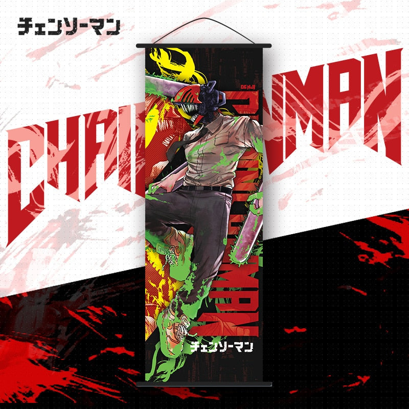 Chainsaw Man Scroll Poster 70x25cm 2.Send hook gift